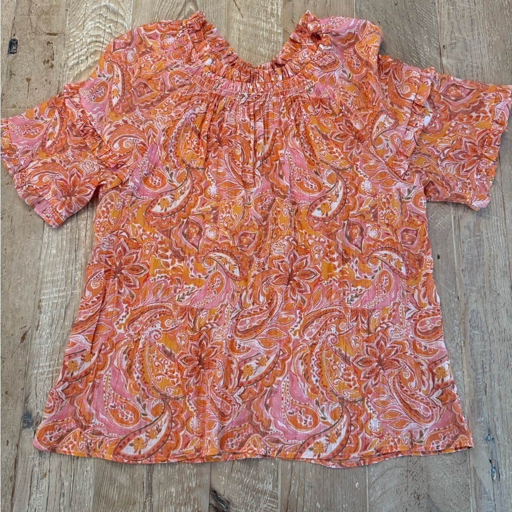 NANETTE LEPORE Nanette By Elbow-sleeve Top In Orange Women’s Large